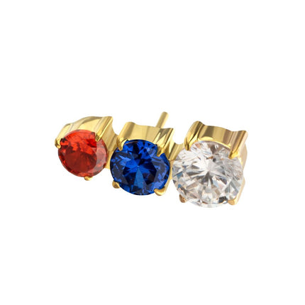 Invictus 24Kt Gold PVD Titanium Threadless "Radiant Arc" Prong Set Gem Top