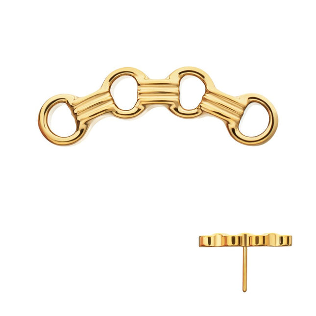 Invictus 24Kt Gold PVD Titanium Threadless Low Profile Round Link Top