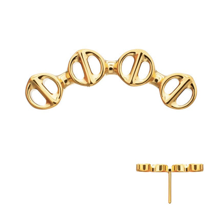 Invictus 24Kt Gold PVD Titanium Threadless Low Profile Bar-Set Round Link Top