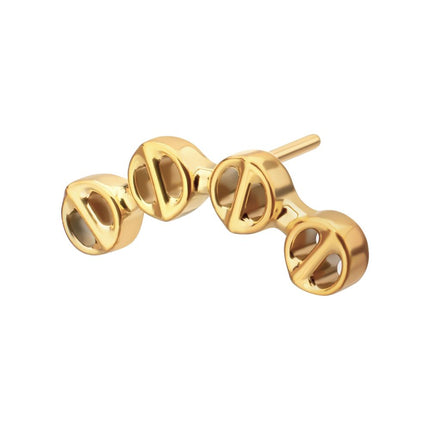 Invictus 24Kt Gold PVD Titanium Threadless Low Profile Bar-Set Round Link Top