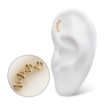 Invictus 24Kt Gold PVD Titanium Threadless Low Profile Bar-Set Round Link Top