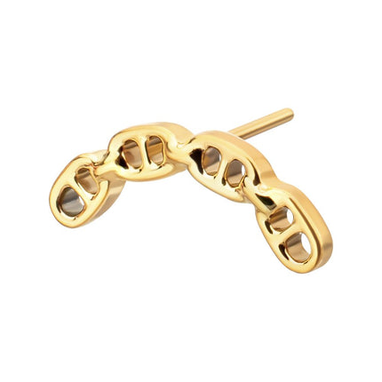 Invictus 24Kt Gold PVD Titanium Threadless Low Profile Bar-Set Oval Link Top