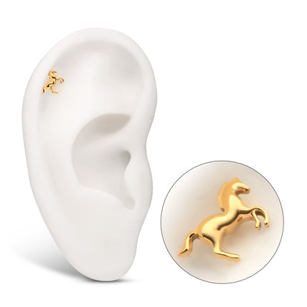 Invictus 24Kt Gold PVD Titanium Threadless Horse Top
