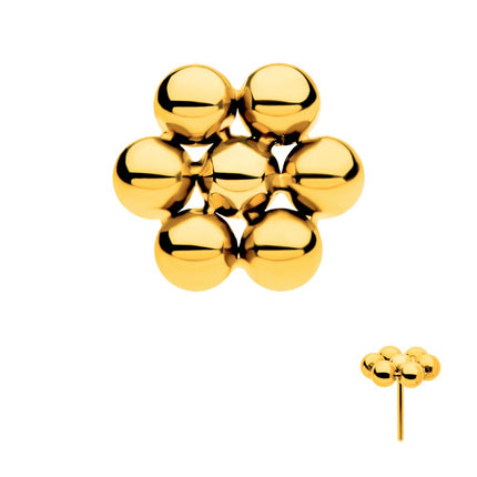 Invictus 24Kt Gold PVD Titanium Threadless 7 Beads Hexagon Shape Top