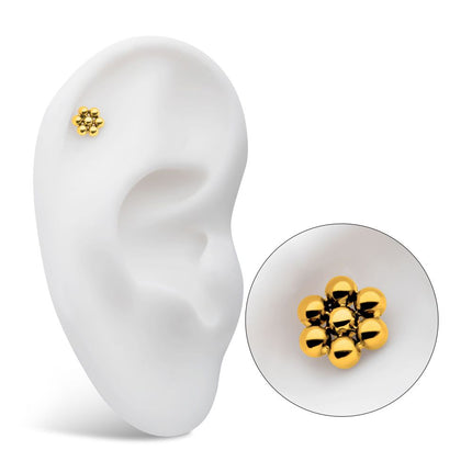Invictus 24Kt Gold PVD Titanium Threadless 7 Beads Hexagon Shape Top