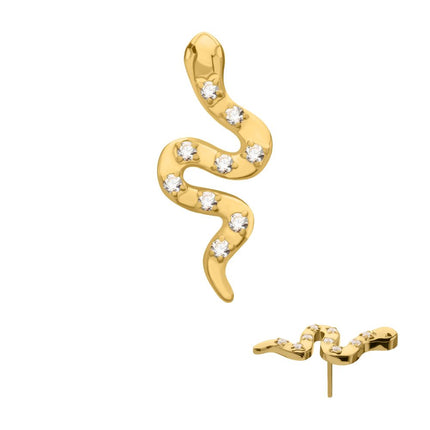 Invictus 24Kt Gold PVD Titanium Threadless Prong Set 9-Gem Snake Top