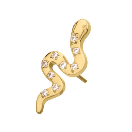 Invictus 24Kt Gold PVD Titanium Threadless Prong Set 9-Gem Snake Top