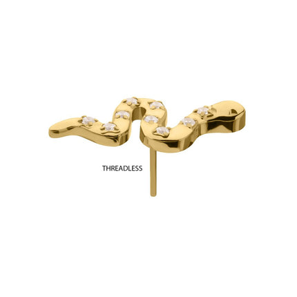 Invictus 24Kt Gold PVD Titanium Threadless Prong Set 9-Gem Snake Top