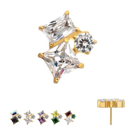 Invictus 24Kt Gold PVD Threadless "Lustre Cluster" Prong Set Gem Top
