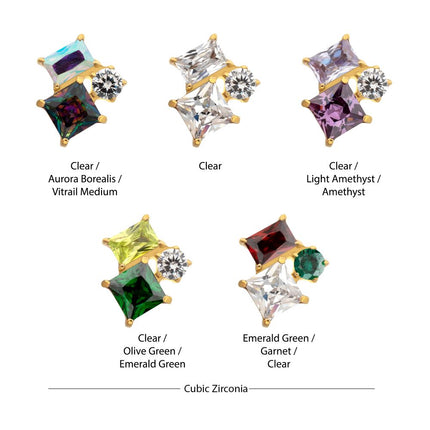 Invictus 24Kt Gold PVD Threadless "Lustre Cluster" Prong Set Gem Top
