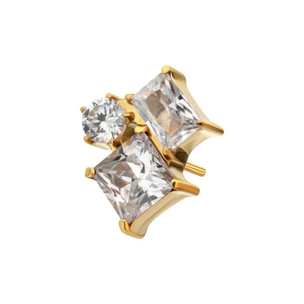 Invictus 24Kt Gold PVD Threadless "Lustre Cluster" Prong Set Gem Top