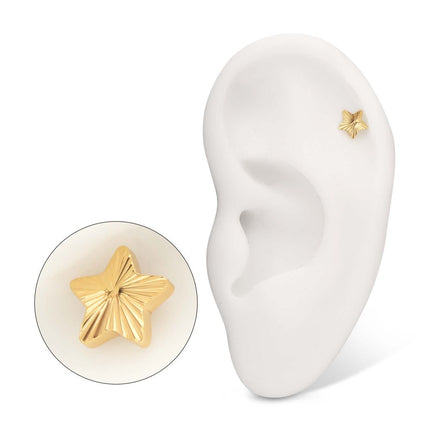 Invictus 24Kt Gold PVD Titanium Threadless Corrugated Star Top