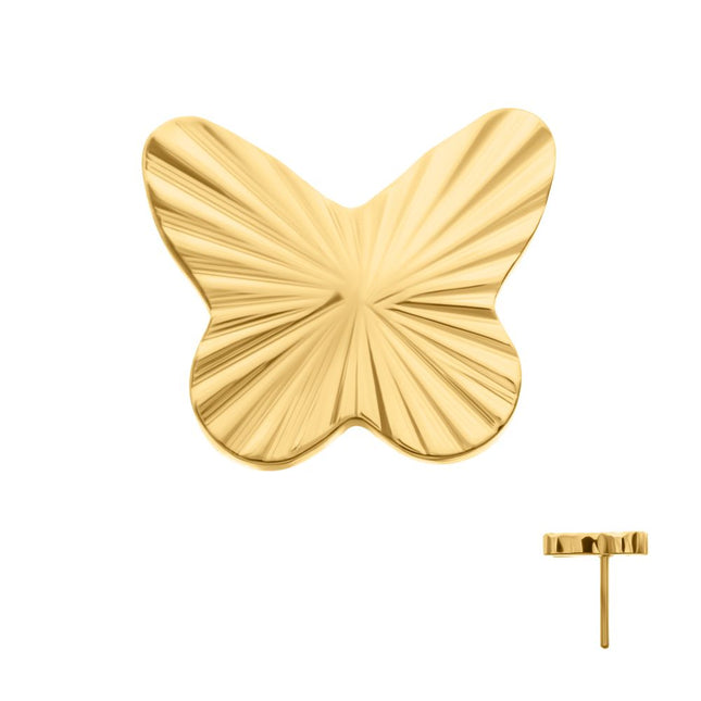 Invictus 24Kt Gold PVD Titanium Threadless Corrugated Butterfly Top