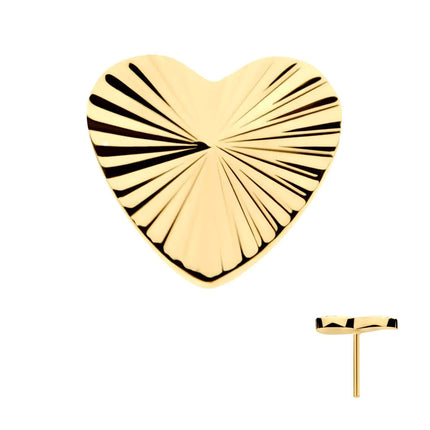 Invictus 24Kt Gold PVD Titanium Threadless Corrugated Heart Top
