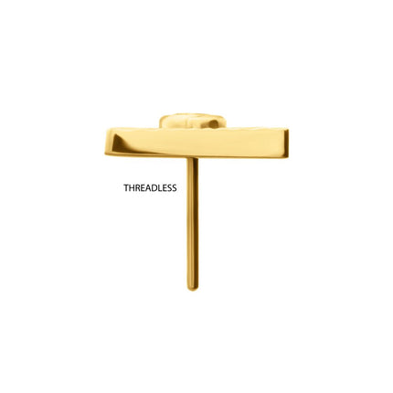 Invictus 24Kt Gold PVD Titanium Threadless Corrugated Triangle Top with Bezel Gem