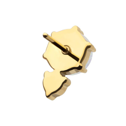 Invictus 24Kt Gold PVD Threadless Prong Set Double Round Gem and Synthetic Opal Top