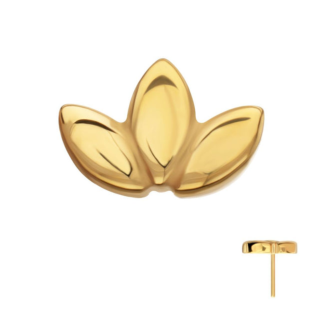 Invictus 24Kt Gold PVD Titanium Threadless 3-Cluster Fan Shape Petals Top