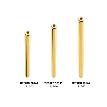 Invictus 24KT Gold PVD Titanium Threadless Barbell Bar