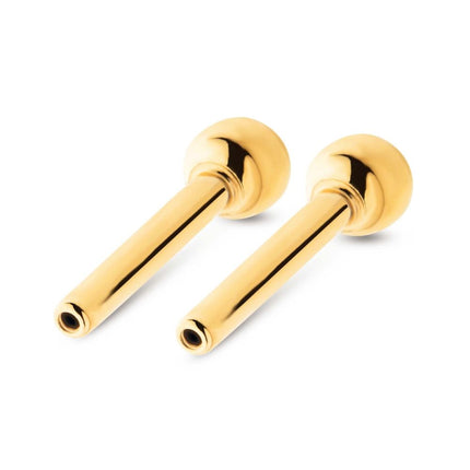 Invictus 24KT Gold PVD Titanium Threadless Barbell with Single Attached Ball
