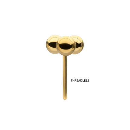 Invictus 24Kt Gold PVD Titanium Threadless Trinity Ball Top