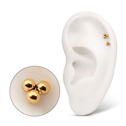 Invictus 24Kt Gold PVD Titanium Threadless Trinity Ball Top