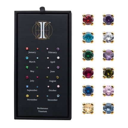 Invictus 24Kt Gold PVD Titanium Threadless with Prong Set Birthstone Top