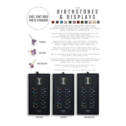 Invictus 24Kt Gold PVD Titanium Threadless with Prong Set Birthstone Top
