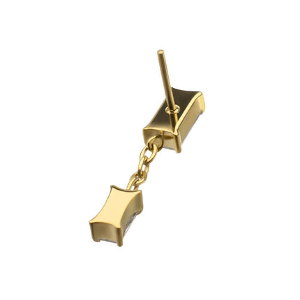 Invictus 24Kt Gold PVD Titanium Threadless Double Baguette Prong Set Gem Dangle Top
