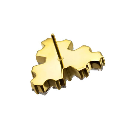 Invictus 24Kt Gold PVD Titanium Threadless Round & Baguette Cluster Gem Radiant Beam Top