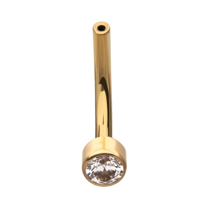 Invictus 24Kt Gold PVD Threadless Bezel Set CZ Fixed Disc Bottom Curved Barbell