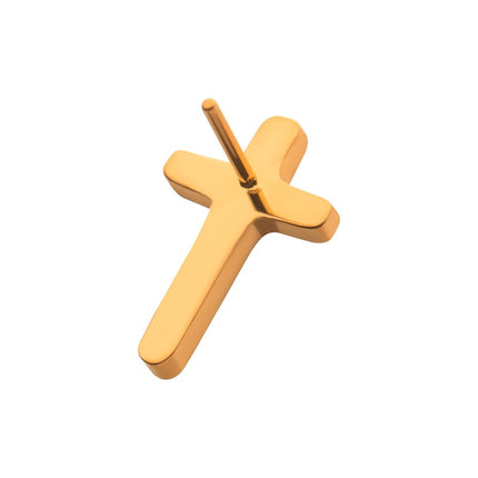 Invictus 24KT Gold PVD Titanium Threadless with Cross Top
