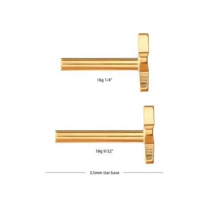 Invictus 24Kt Gold PVD Titanium Threadless Star Back Duality Labret (Base Only)