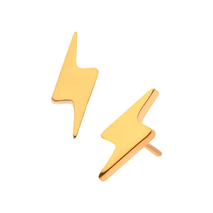 Invictus 24KT Gold PVD Titanium Threadless with Short Lightning Bolt Top