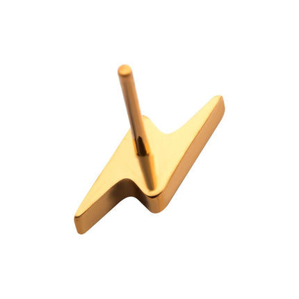 Invictus 24KT Gold PVD Titanium Threadless with Short Lightning Bolt Top