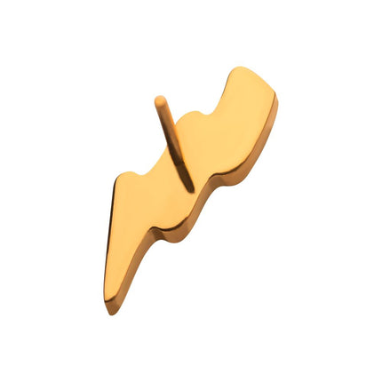 Invictus 24KT Gold PVD Titanium Threadless with Tall Lightning Bolt Top