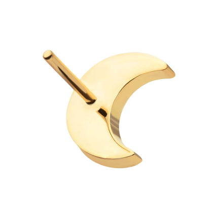 Invictus 24Kt Gold PVD Titanium Threadless Crescent Moon Top with 2.2mm Crest