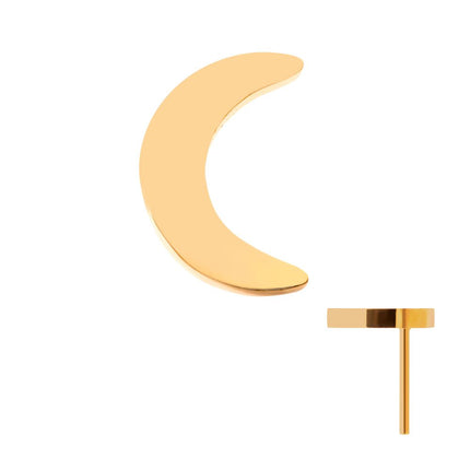 Invictus 24Kt Gold PVD Titanium Threadless Crescent Moon Top with 1.6mm Crest