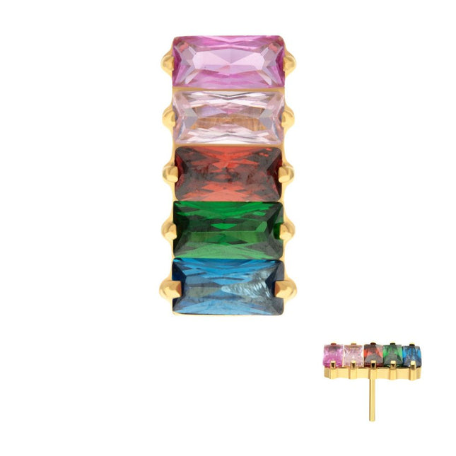 Invictus Prong Set Baguette Rainbow CZ-Cluster Top