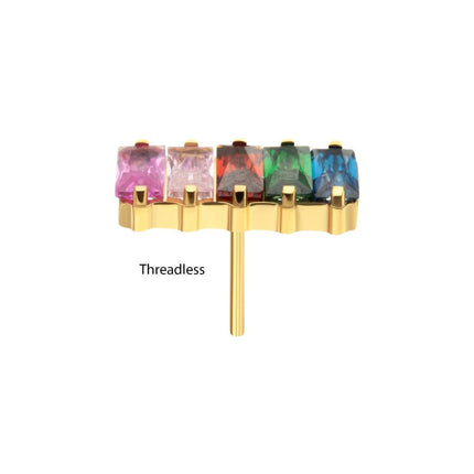 Invictus Prong Set Baguette Rainbow CZ-Cluster Top