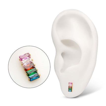 Invictus Prong Set Baguette Rainbow CZ-Cluster Top