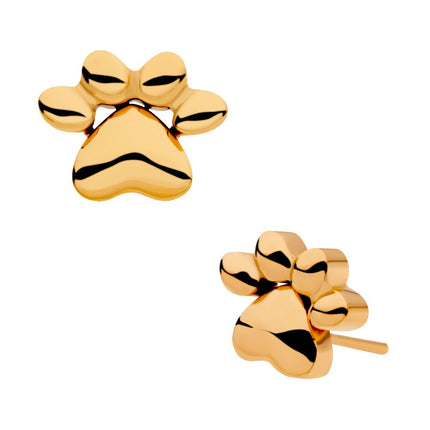 Invictus 24KT Gold PVD Titanium Threadless with Paw Top