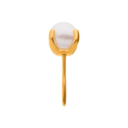Invictus 24Kt Gold PVD Titanium Threadless Prong Set White Swarovski Pearl Top