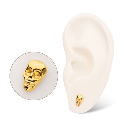 Invictus 24KT Gold PVD Titanium Threadless 3D Skull Head Top