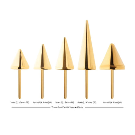 Invictus 24Kt Gold PVD Titanium Threadless Spike Top