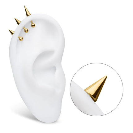 Invictus 24Kt Gold PVD Titanium Threadless Spike Top