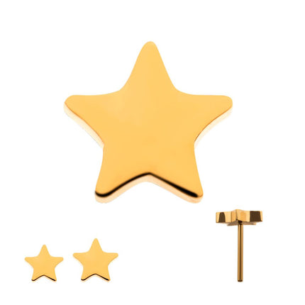 Invictus 24KT Gold PVD Titanium Threadless with Star Top