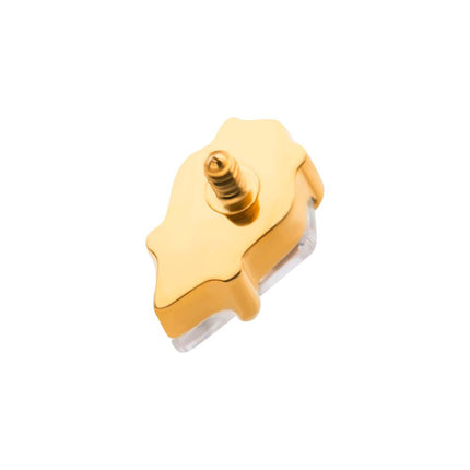 Invictus 24Kt Gold PVD Titanium Internally Threaded Prong Set Kite Shaped CZ Top