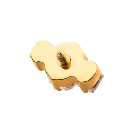 Invictus 24Kt Gold PVD Titanium Internally Threaded Prong Set Emerald Cut & Princess Gem 3-Cluster Top