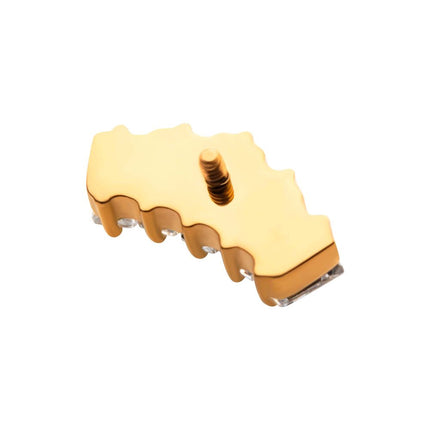 Invictus 24Kt Gold PVD Titanium Internally Threaded Prong Set Baguette CZ 5-Cluster Top
