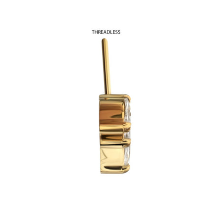 Invictus 24Kt Gold PVD Titanium Threadless Vertical Helix V-Prong Marquise Fan 5-Cluster Top